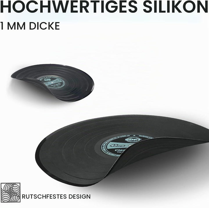 MEDOYOH 4er-Set Vinyl Schallplatte Tischsets und Untersetzer, Runde Vinyl Tischsets Tischmatten Unte