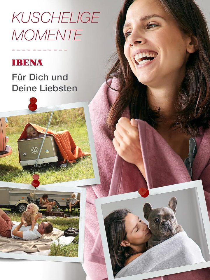 Ibena Porto Decke 150x200 cm – Baumwollmix weich, warm &amp; waschbar, Kuscheldecke cognac einfarbig 150