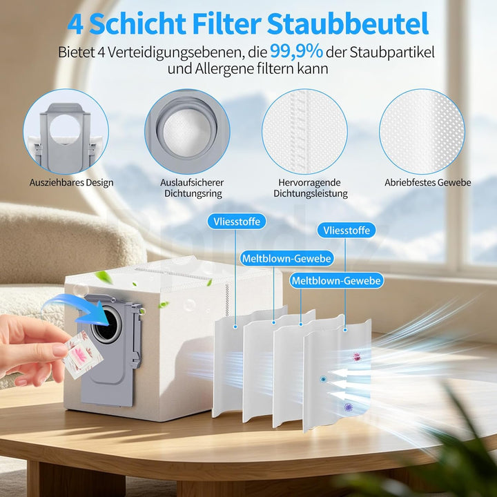 32 Stück Zubehör für Roborock Saros 20 Sonic Saugroboter | 4 Hauptbürste, 4 Wischpads, 4 Filter, 6 S