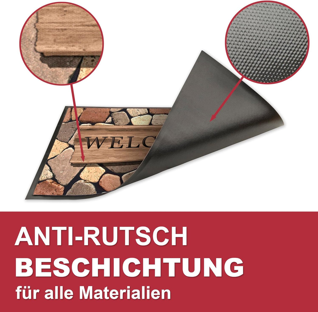 Hochwertige Fussmatte 60x80 cm (Large) – Schmutzfangmatte für Innen & Aussen, rutschfest mit hoher S