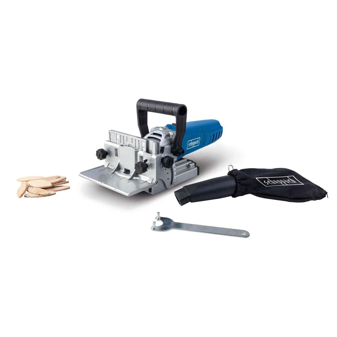 Scheppach Flachdübelfräse BCJ900 Nutfräse Fräsmaschine inkl. 60 Flachdübel & Staubbeutel | 900W Leis