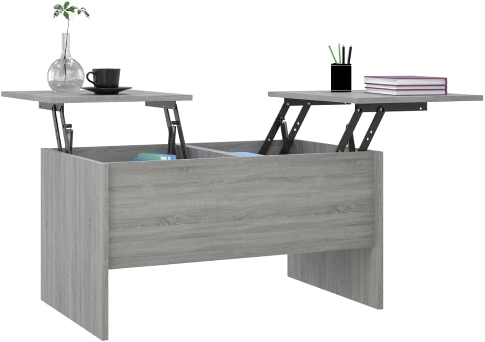 FIRBNUS 80x50x42,5 cm Couchtisch Höhenverstellbar Kleiner Beistelltisch Wohnzimmertisch Modern Stilv