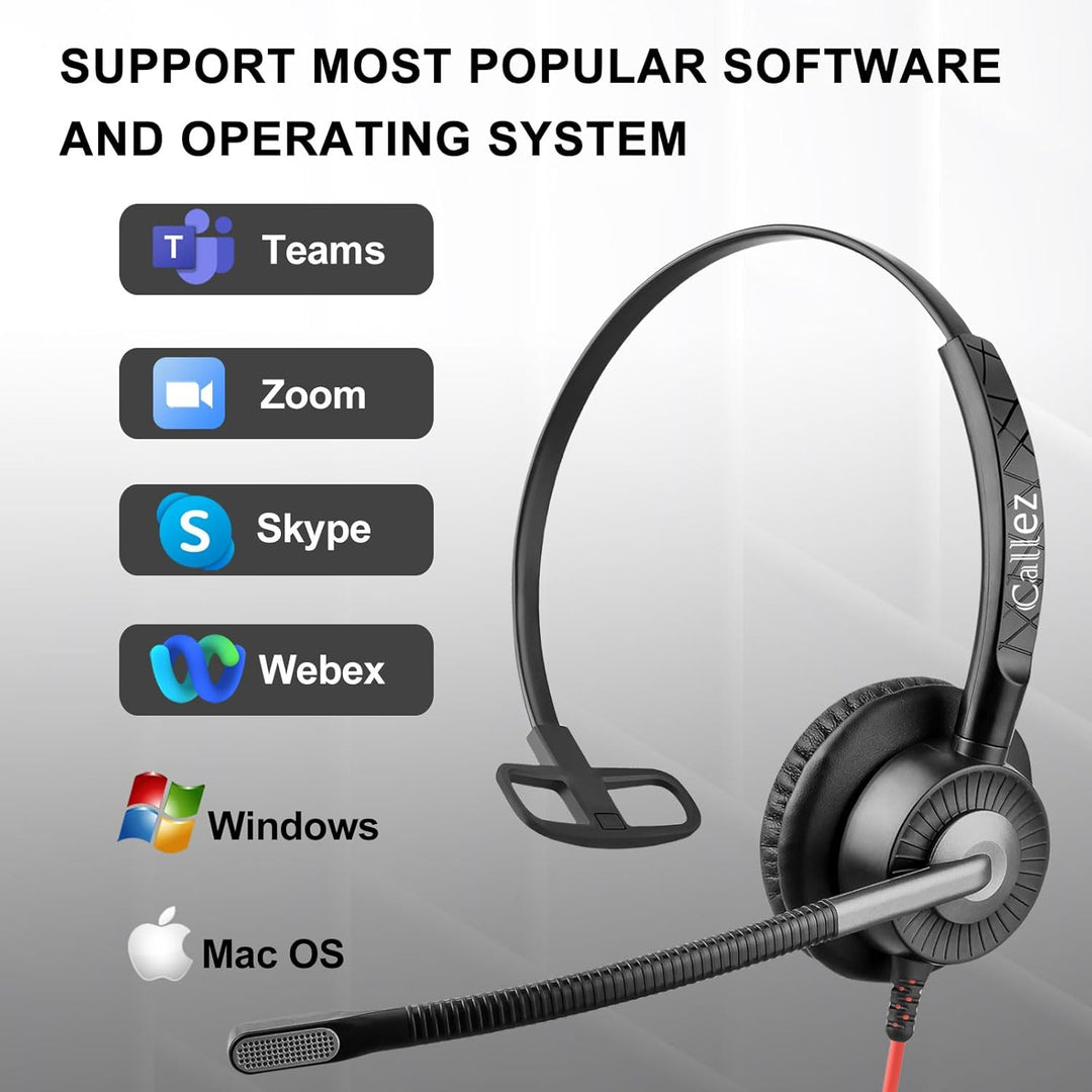 Callez USB Headset mit Mikrofon für PC, Headset Laptop mit ENC Dual Noise Cancelling Mikrofon, USB K