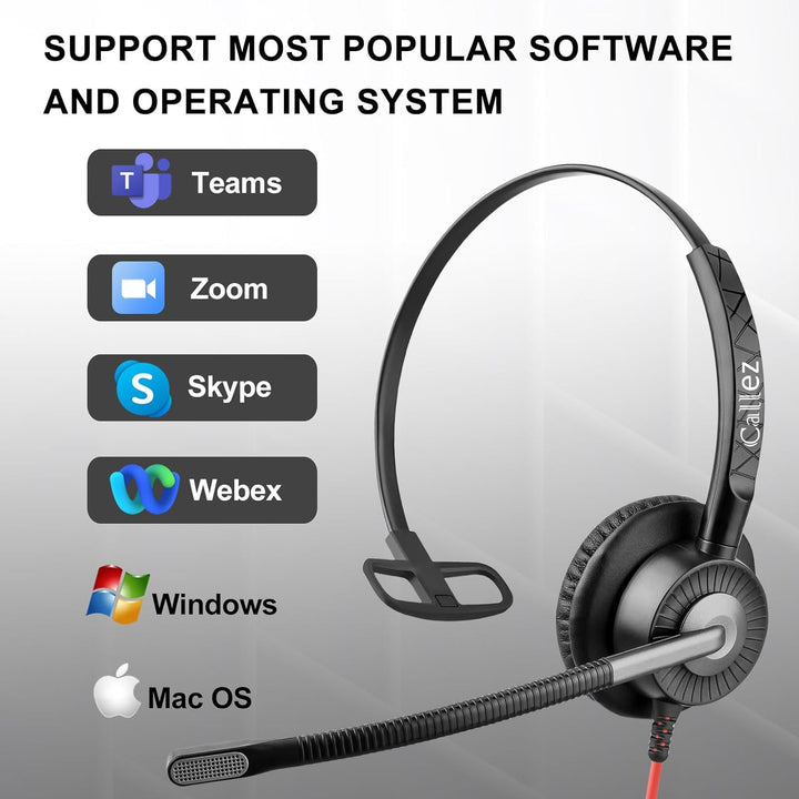 Callez USB Headset mit Mikrofon für PC, Headset Laptop mit ENC Dual Noise Cancelling Mikrofon, USB K