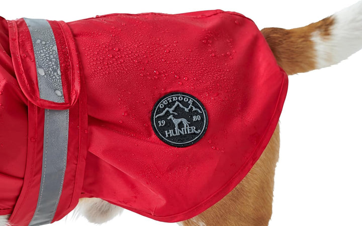 HUNTER UPPSALA RAIN Hunde-Regenmantel, mit reflektierenden Streifen, 65, rot rot 65, rot 65