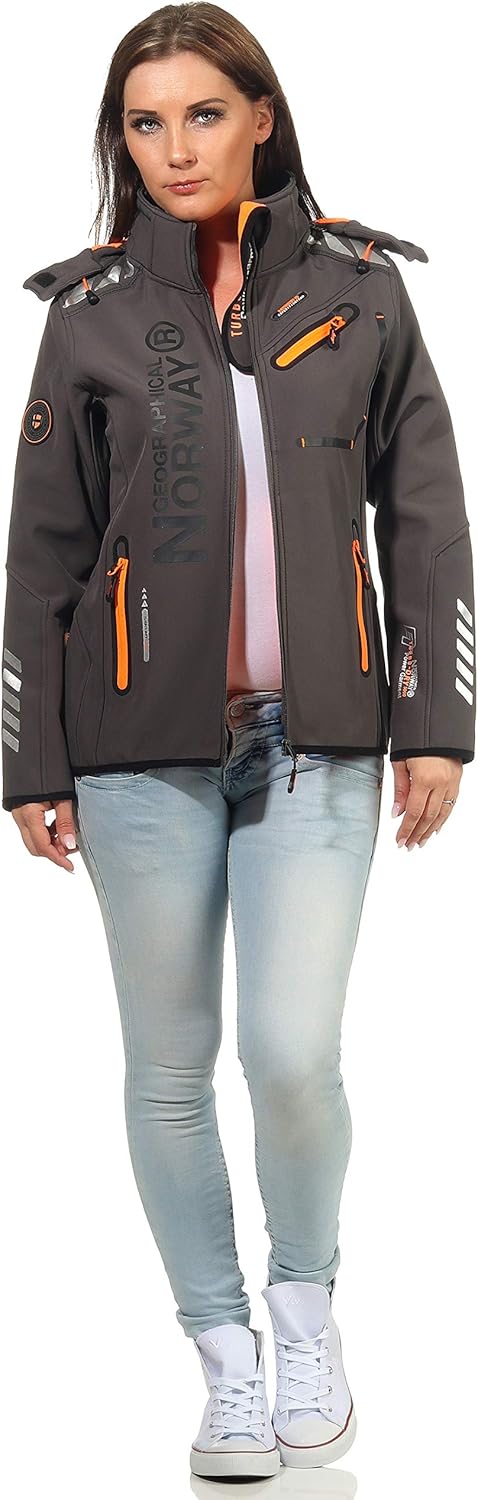 Geographical Norway Damen Jacke Softshell S Grau / Orange, S Grau / Orange