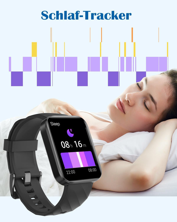 RUIMEN Smartwatch Damen Herren mit Telefonfunktion Fitnessuhr Schrittzähler Uhr mit Pulsmesser SpO2