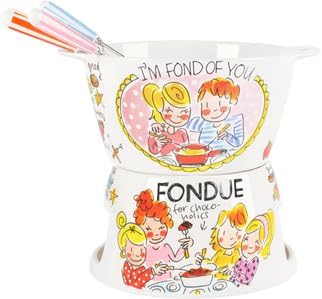 Blond Amsterdam Fondue-Set Eben Quatschen – Keramik-Set mit 6 Gabeln – für Käse & Schokolade – handb