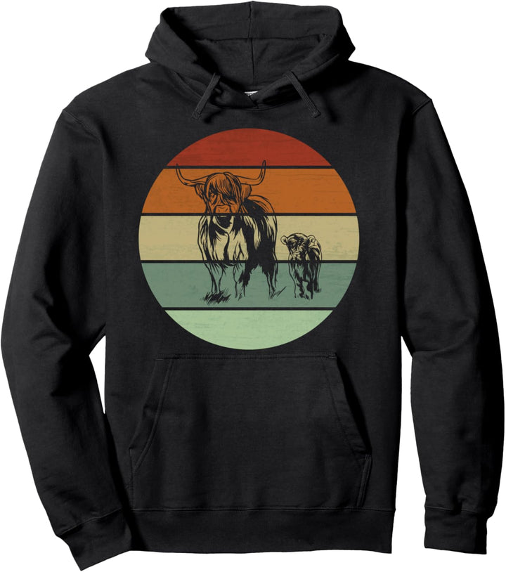 Schottisches Hochlandrind - Landwirte Kyloe Kuh mit Kalb Pullover Hoodie
