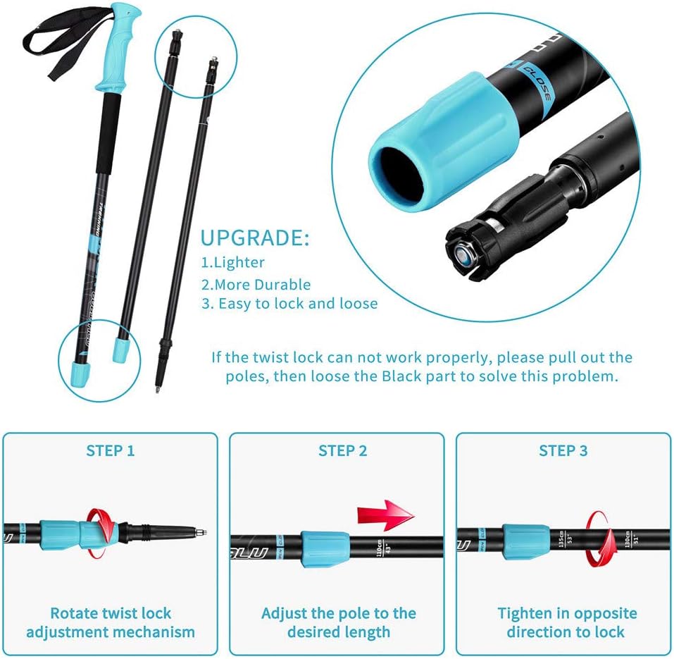 FitTrek Wanderstöcke Trekkingstöcke - Walking Stöcke Teleskop - Nordic Walking Stock Verstellbar Lei