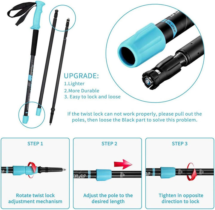 FitTrek Wanderstöcke Trekkingstöcke - Walking Stöcke Teleskop - Nordic Walking Stock Verstellbar Lei