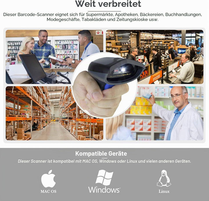NETUM Bluetooth 2D Barcode-Scanner 3-in-1 (2,4G Wireless & Bluetooth & USB verkabelt) Barcodeleser S