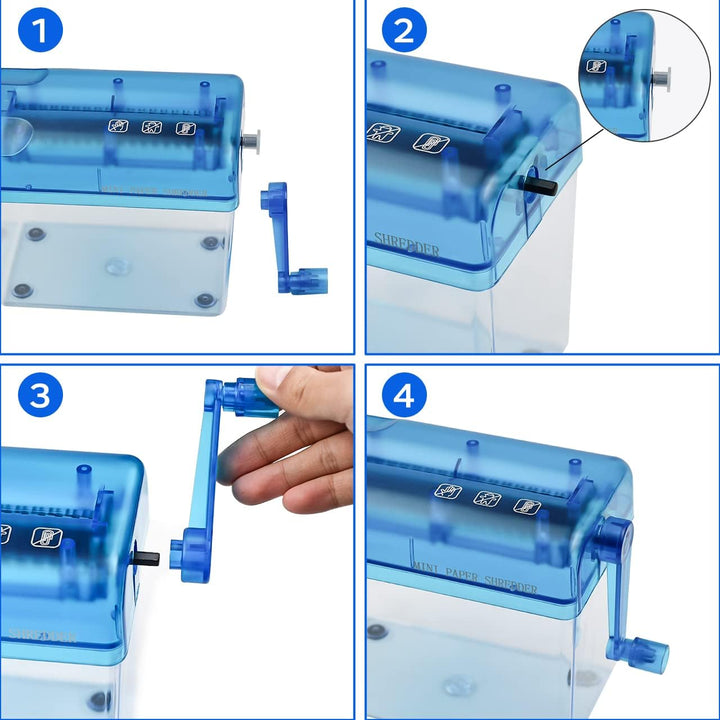 JIKIOU Mini Hand Shredder Portable Paper Shredder Manual Shredder Documents Paper Cutting Tool Home