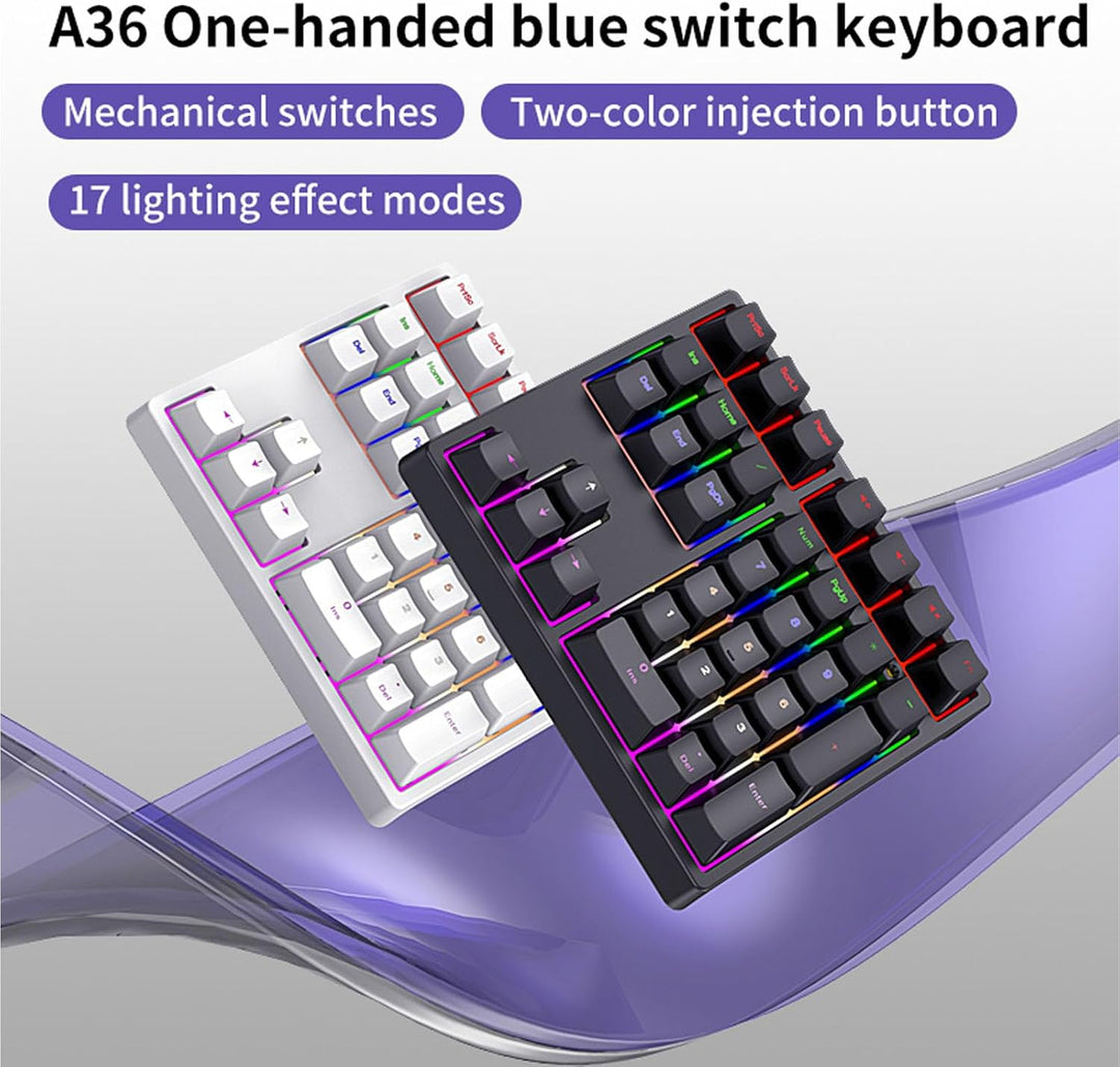 Nummernblock, 34 Tasten, USB C, Kabelgebunden, Mechanischer Ziffernblock mit Blauen Schaltern, RGB-H