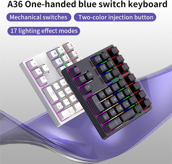 Nummernblock, 34 Tasten, USB C, Kabelgebunden, Mechanischer Ziffernblock mit Blauen Schaltern, RGB-H