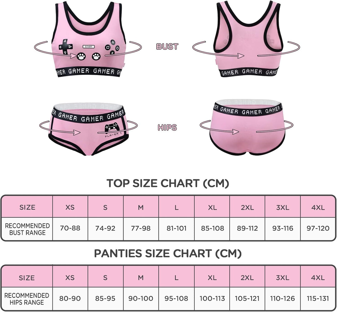 LittleForBig Damen Baumwolle Camisole und Höschen Sport Loungewear Bralette Set-Playgirl, Rosa