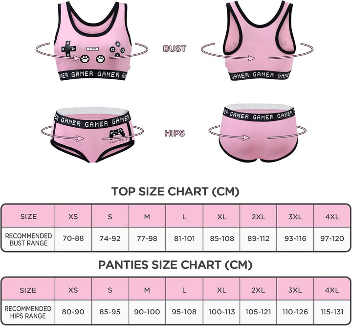 LittleForBig Damen Baumwolle Camisole und Höschen Sport Loungewear Bralette Set-Playgirl, Rosa