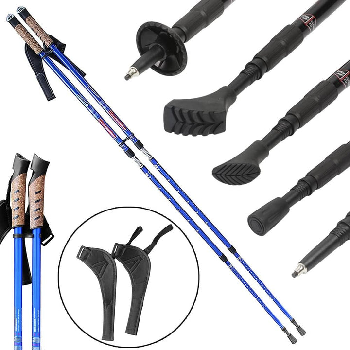 Melko Walking Stöcke aus Duraluminium, 2er Set, frei verstellbar durch Teleskop-System 65 – 135 cm G