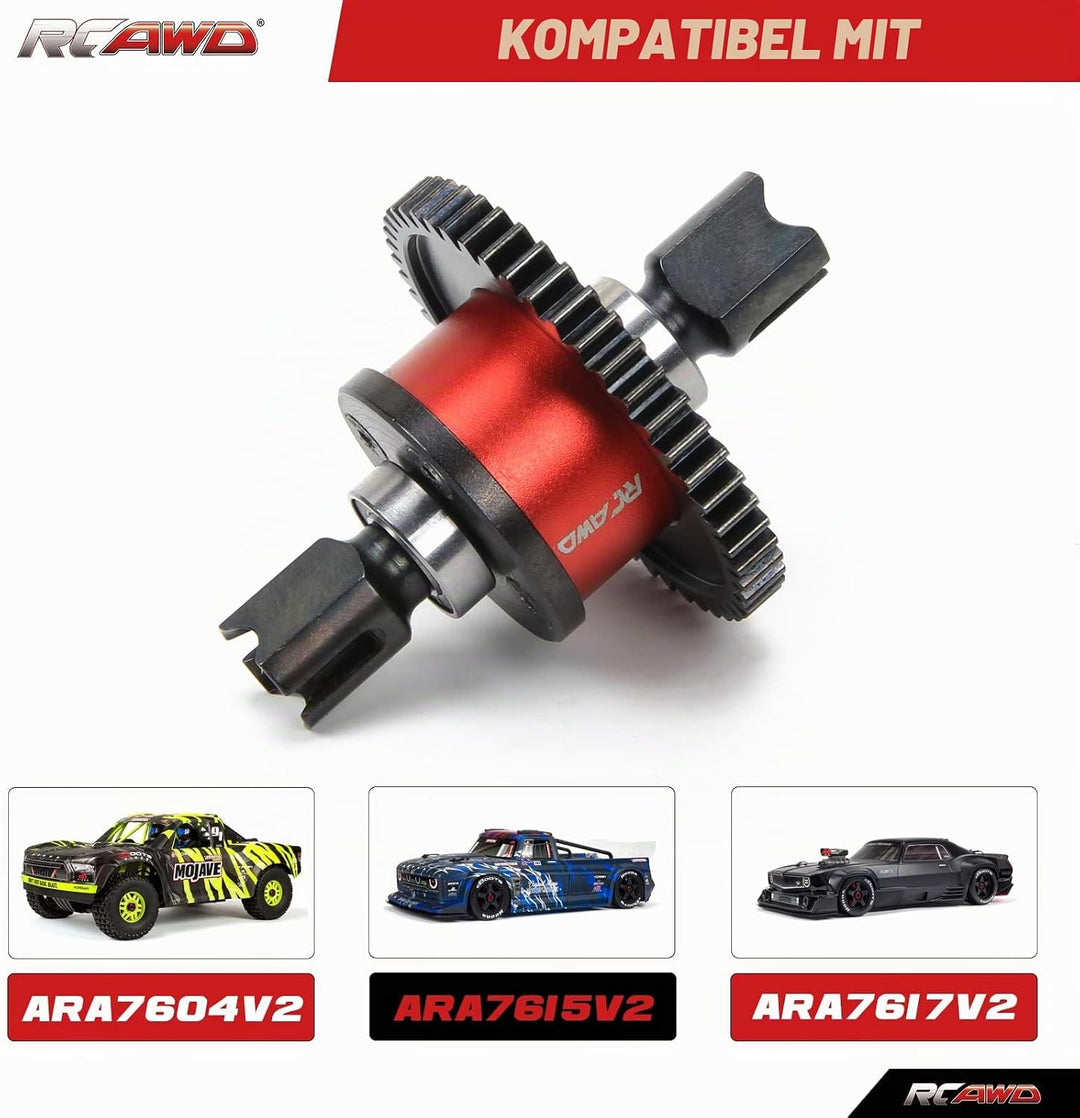 RCAWD Aluminium Center Diff Set, mit 40CrMo Hauptdiff-Getriebe 50T SPIRAL für Arrma 1/7 1/8 6S RTR H