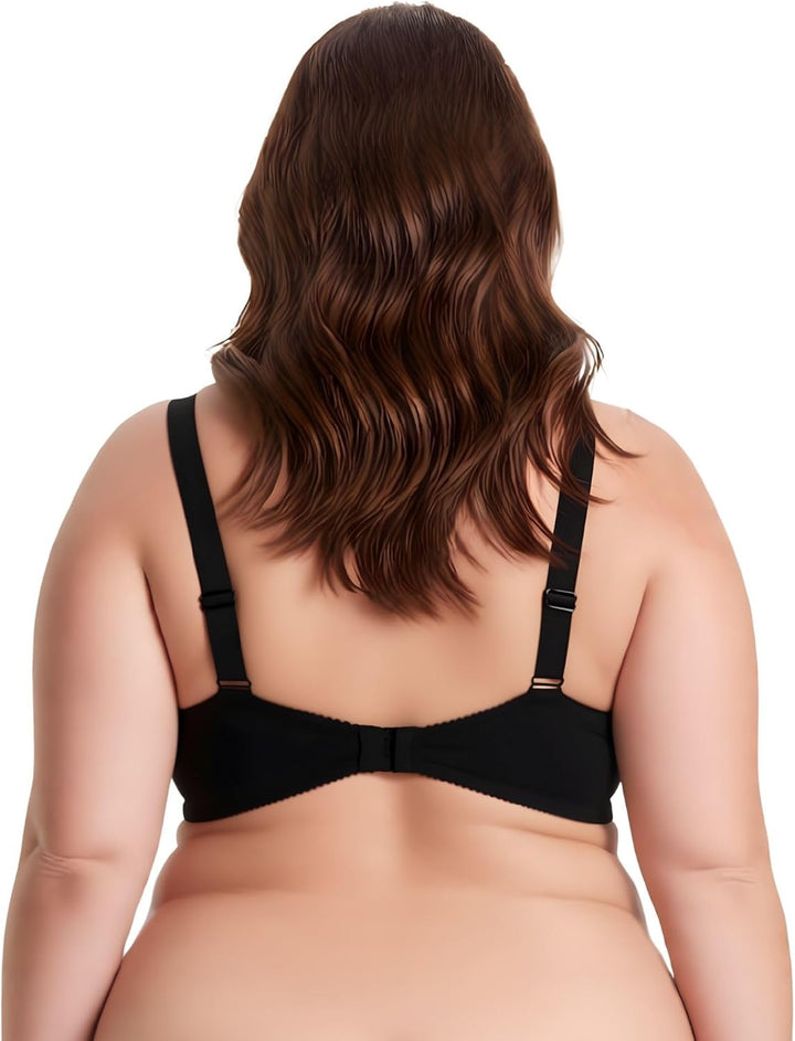 Curve Muse Damen Übergrösse Minimierer Ungefüttert Bügel Vollständige Abdeckung BH 75D Schwarz, Rosa