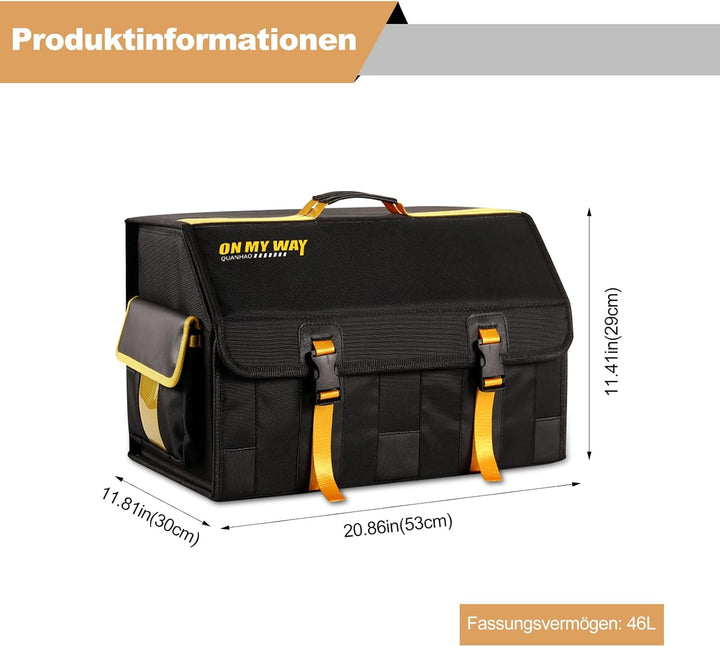 Ergocar Faltbar Kofferraum Organizer, 600D Oxford-Stoff Wasserdicht Rutschfest Kofferraumtasche, Aut