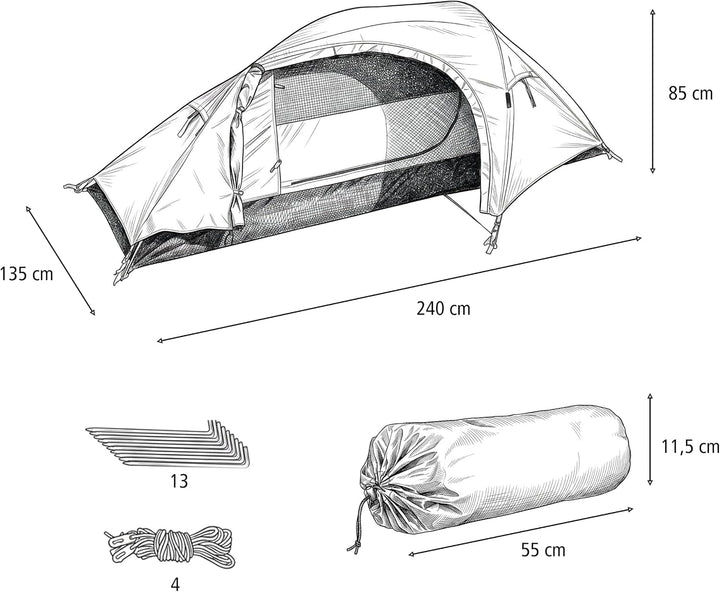 Mil-Tec 1-Mann Zelt Recon Oliv, Oliv