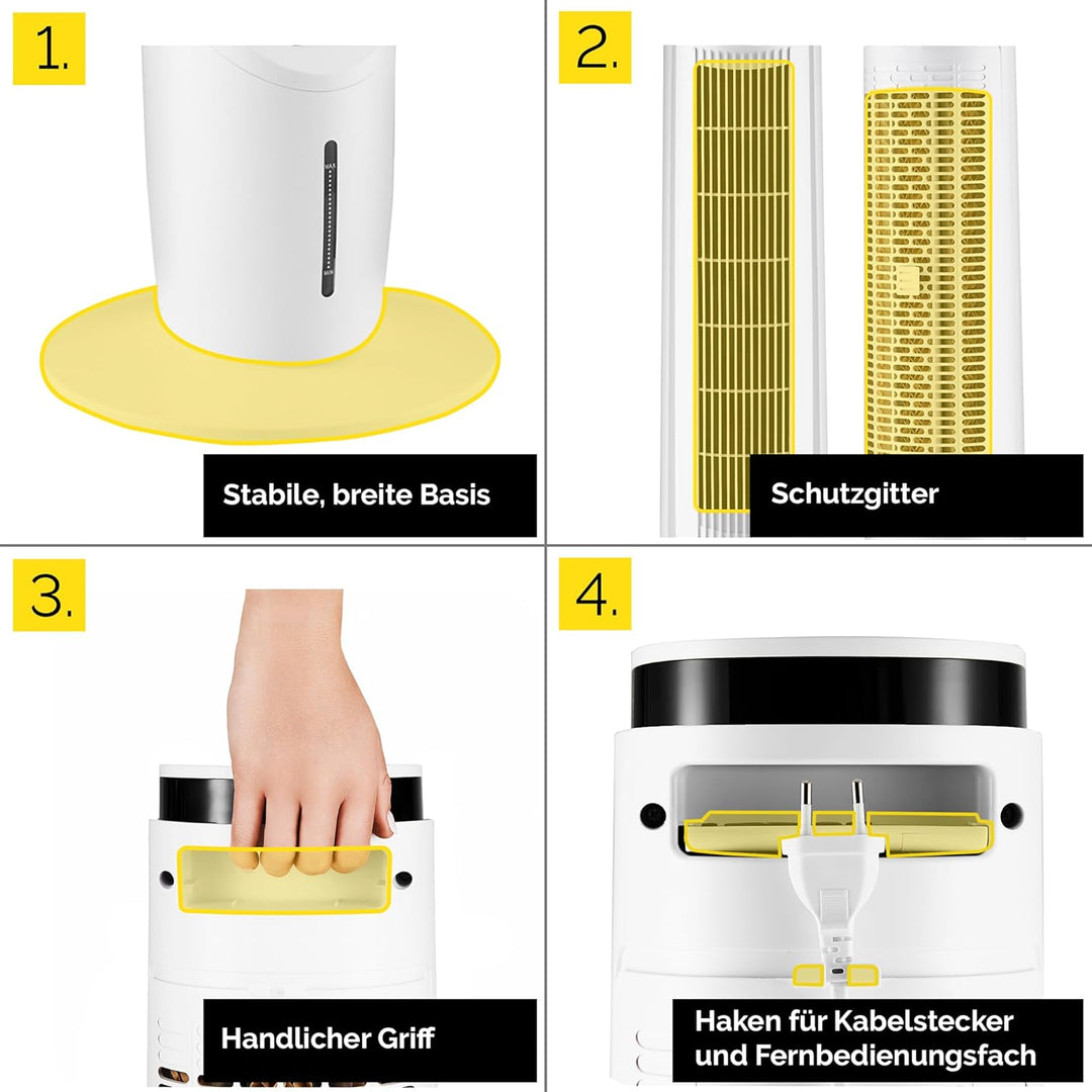 Yoer Luftkühler mit Wasserkühlung, 6-in-1 Ventilator, Luftbefeuchter, Ionisator, Luftreiniger, Aroma