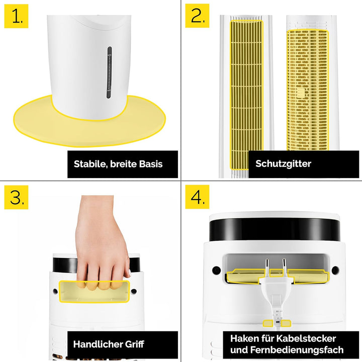 Yoer Luftkühler mit Wasserkühlung, 6-in-1 Ventilator, Luftbefeuchter, Ionisator, Luftreiniger, Aroma