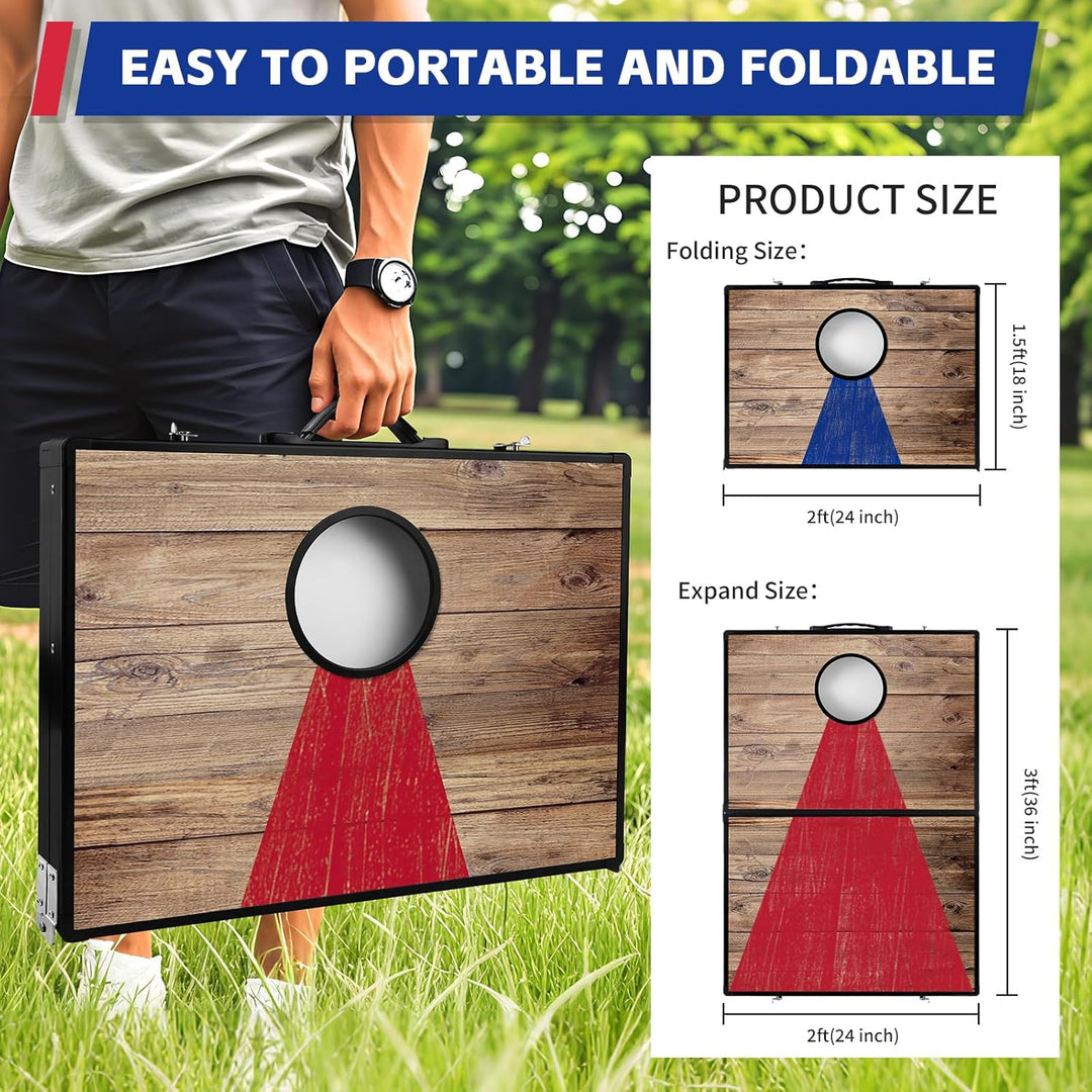 NZQXJXZ 3 x 2FT Aluminium Cornhole Set Outdoor, 2 in 1 Cornhole Game mit 8 Sitzsäcken & Tragetasche