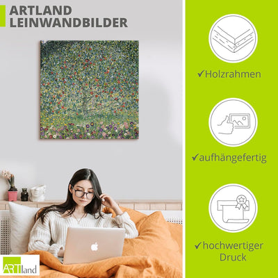 ARTland Leinwandbild Wandbild Bild auf Leinwand 40x40 cm Wanddeko Natur Pflanzen Baum Blumen Apfelba