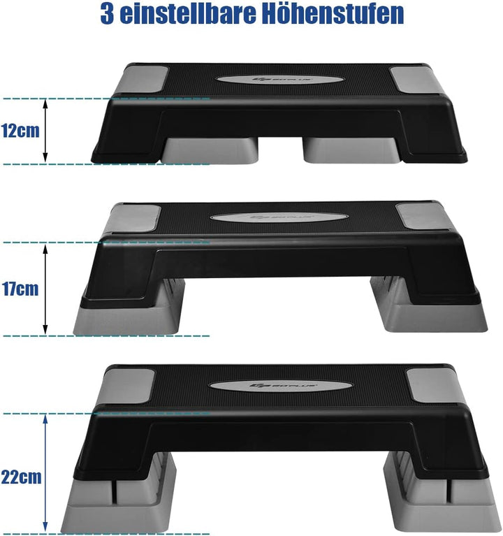 COSTWAY Höhenverstellbarer Aerobic Stepper mit 3 Stufen 12 / 17 / 22cm, Steppbrett bis 150KG belastb
