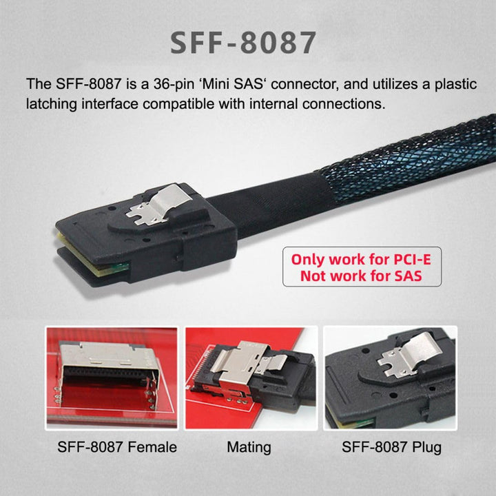 chenyang Oculink SFF-8611 4i to SFF-8087 36Pin PCIe PCI-Express Slimline SSD Data Active Cable 50cm