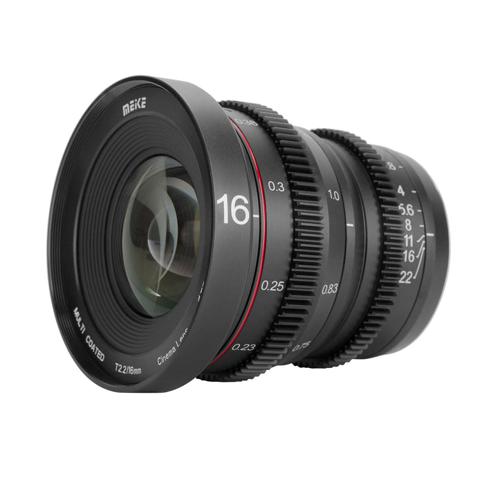 Meike MK 16 mm T2.2 grosse Blende manueller Fokus Prime Low Distortion Mini Cine Objektiv kompatibel