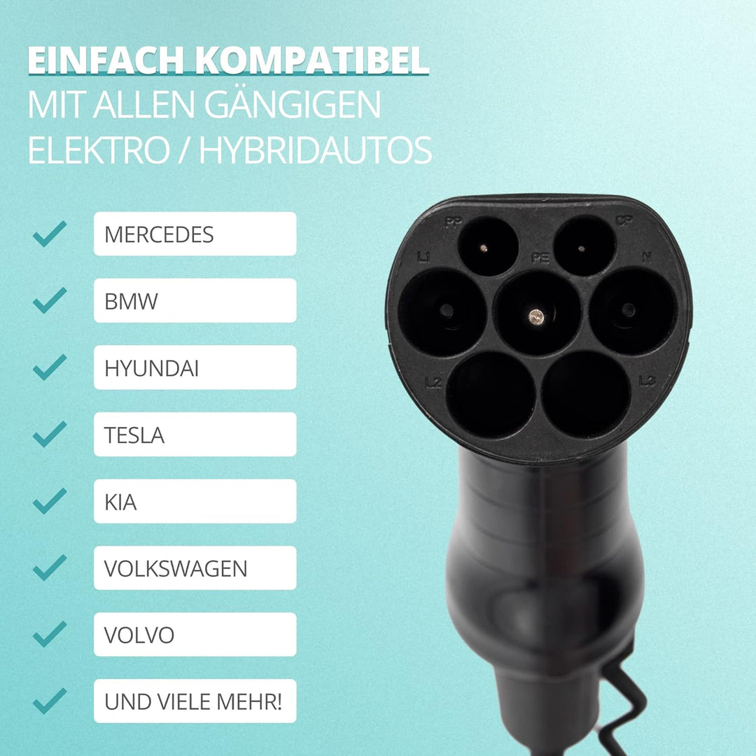 Teison Mobile Wallbox Ladestation für EV Elektroautos mit Automatischer Adaptererkennung - 22kW / 11