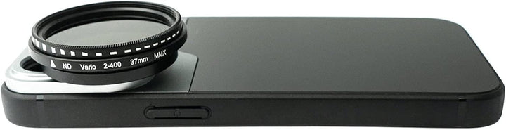 SYSTEM-S ND Vario Filter 37 mm 2 bis 4000 Neutraldichte mit Hülle für iPhone 14 Pro