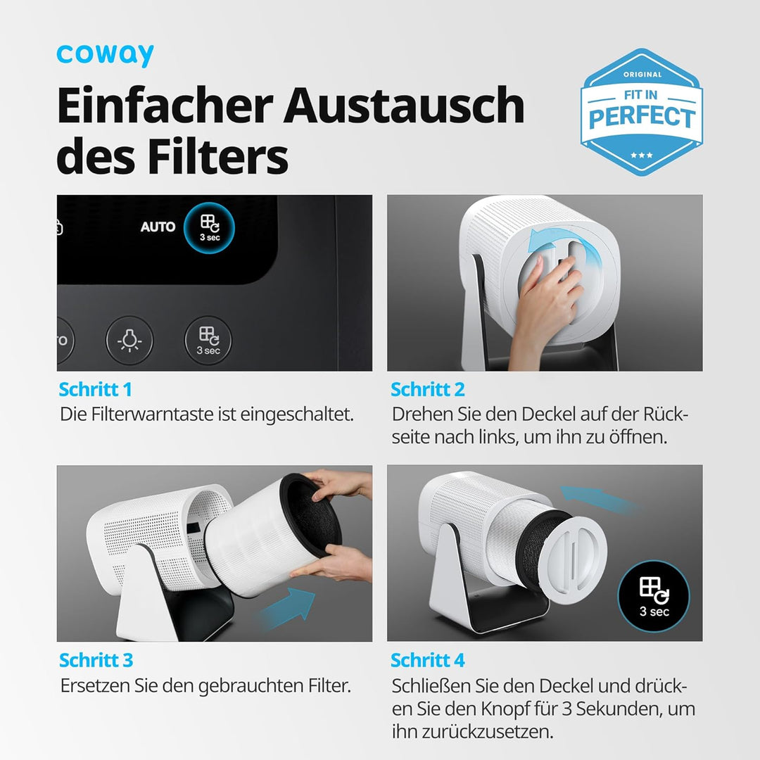 Coway 3 in 1 TrueHEPA Kohlefilter für Luftreiniger AP-0623B Airmega AIM, Filter