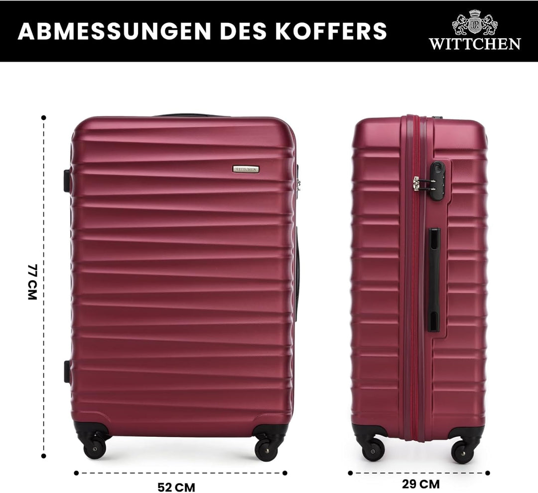 WITTCHEN Reisekoffer Rollkoffer Trolley Grosser Koffer Handgepäck Hartschale aus ABS mit 4 Spinner-R