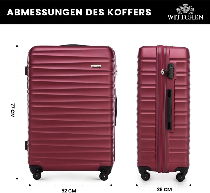 WITTCHEN Reisekoffer Rollkoffer Trolley Grosser Koffer Handgepäck Hartschale aus ABS mit 4 Spinner-R