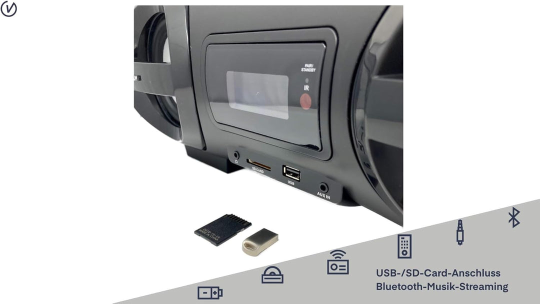 CD-Player Boombox Ghettoblaster mit Radio, CD, MP3, Bluetooth, USB, AUX UNIVERSUM BB 500-20