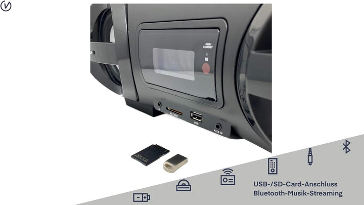 CD-Player Boombox Ghettoblaster mit Radio, CD, MP3, Bluetooth, USB, AUX UNIVERSUM BB 500-20