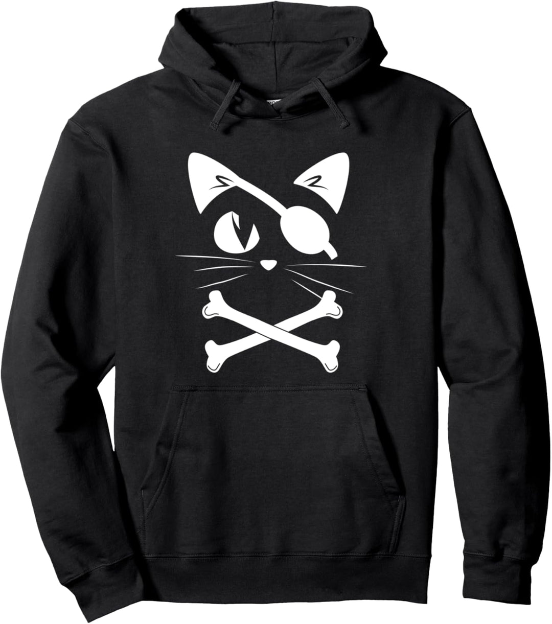 Lustiger Katzen-Pirat Skelton - lustiges Halloween-Kostüm Pullover Hoodie