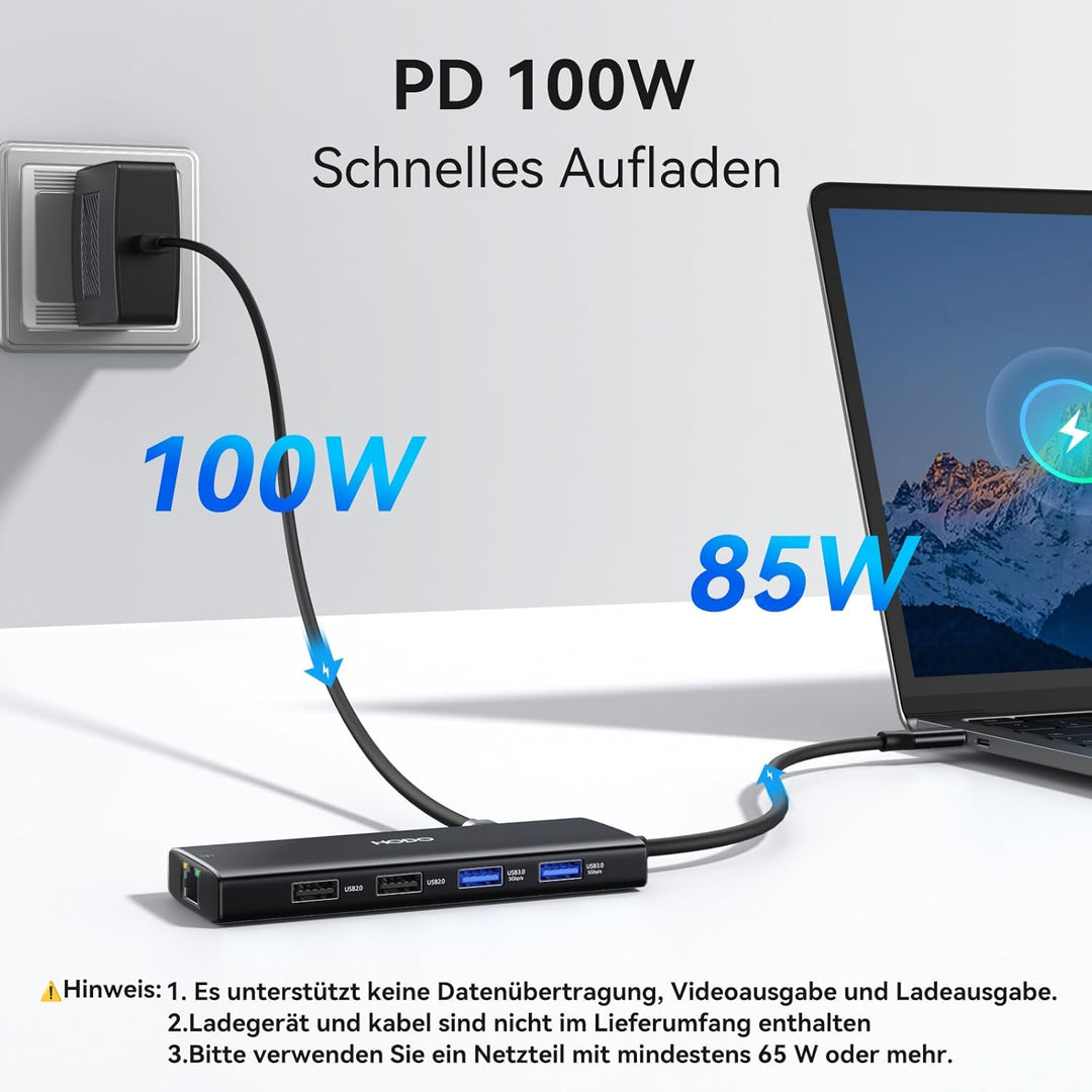 HODO USB C Hub Ethernet für MacBook Air/Pro, Adapter Mac Book Zubehör 10 in 1 mit 4K 60Hz HDMI, Ethe