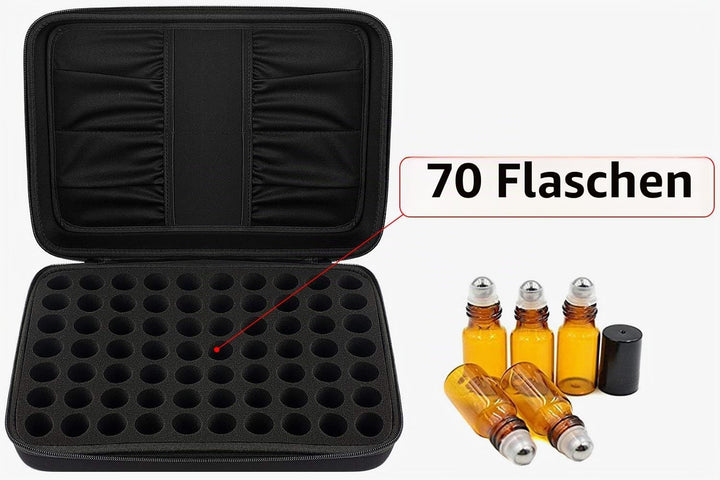 70 Ätherische Öle Tragekoffer Tasche Hält 5ml 10ml 15ml Flaschen mit Hartschale Aussen und Schaumsto
