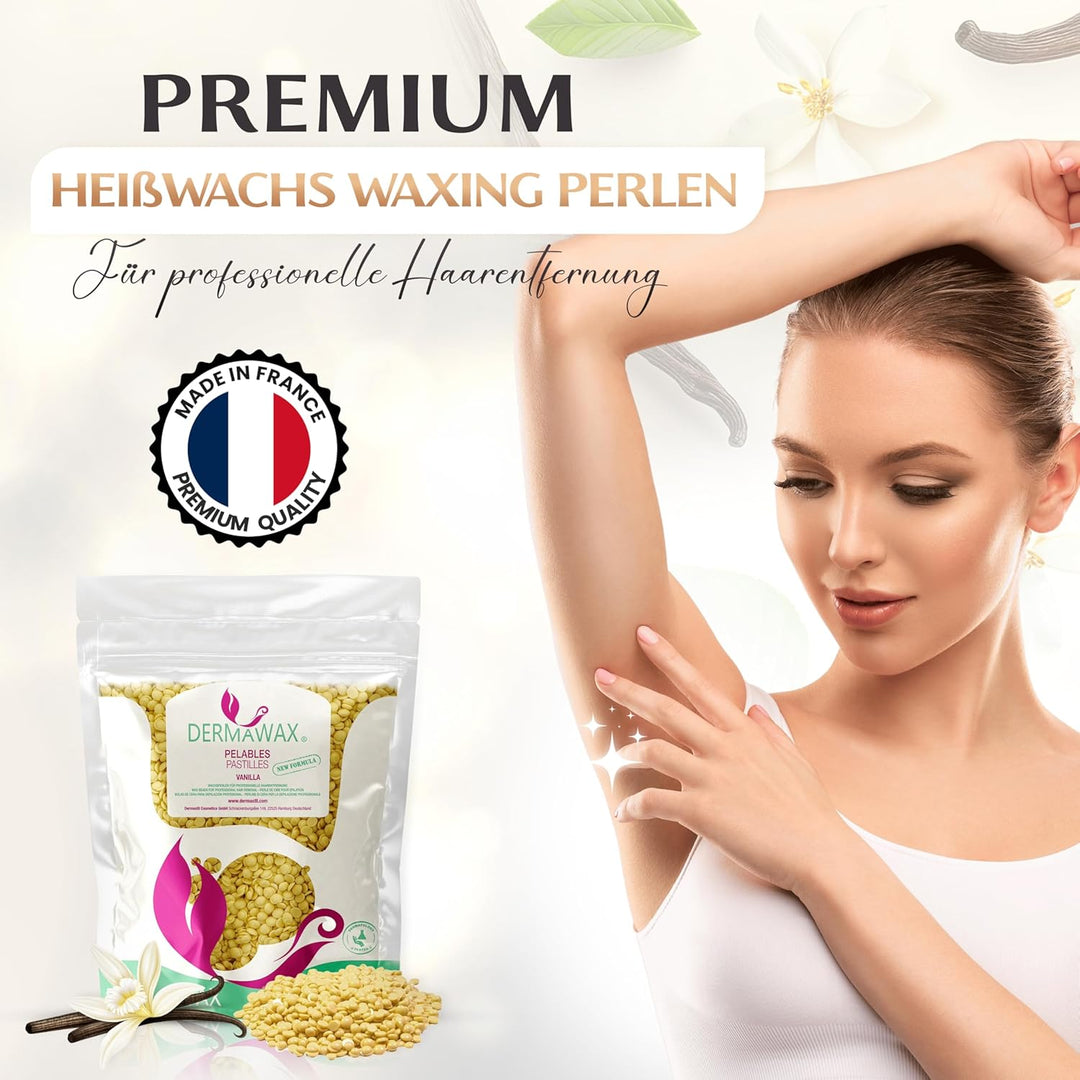 1 kg Dermawax Vanille Wachs Filmwachs Premium Heisswachs Waxing Perlen Wachsperlen ohne Wachsstreife