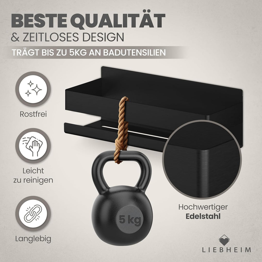 LIEBHEIM Duschablage Duschkorb Badregal ohne Bohren - Montage mit Industrie Klebeband oder Kraftkleb