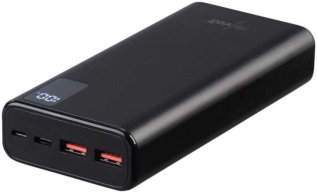 revolt Powerbank 12V: USB-Powerbank, 20.000 mAh, USB-C PD, Display, Metall, QC3.0, 3 A, 20 W (Powerb