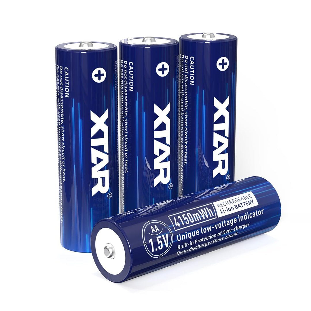 XTAR 4150mWh 1,5V wiederaufladbare AA-Batterien: Konstante 1,5V Ausgabe & Niederspannungsanzeige (4
