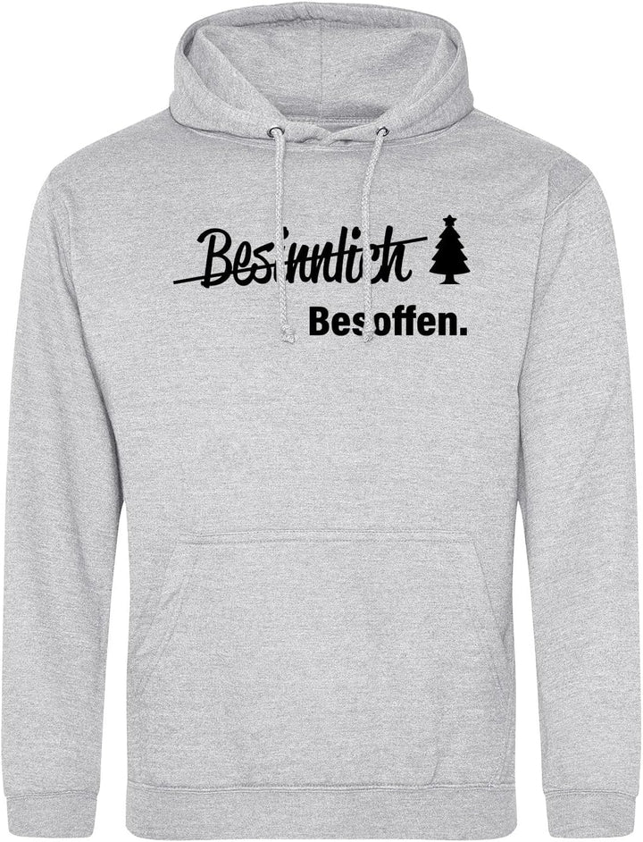 Huuraa Unisex Hoodie Besinnlich Besoffen Tannenbaum Geschenk Grösse S-3XL Vegan Besinnlich Besoffen