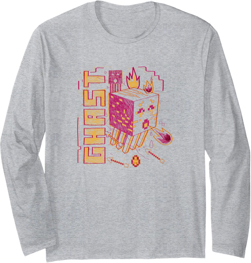 Minecraft Ghast Red Outline Feuerball Langarmshirt