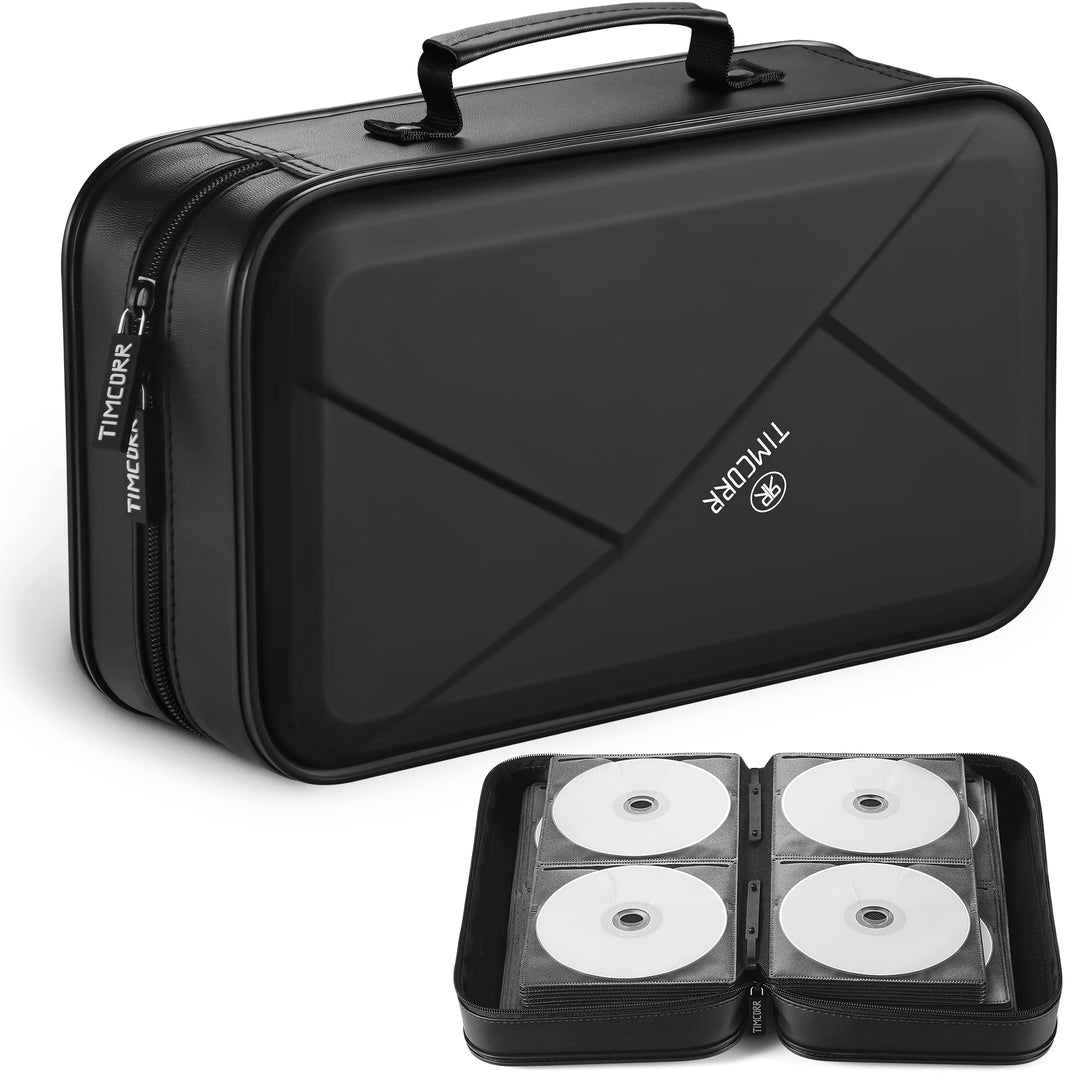 TIMCORR CD Tasche, CD Hülle DVD Halter Aufbewahrung: 144 DVD Hüllen Organizer tragbare Brieftaschen